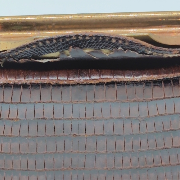 Deitsch Brown Lizard Reptile Leather Handbag 1950s Vintage - Picture 3 of 9
